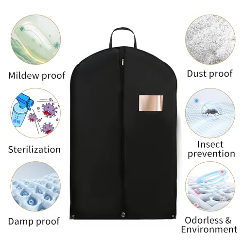CNMTCCO Premium Kleidersack Schwarz Kurz 2 Stück 100 x 60 cm, Hochwertige Kleiderhülle Optimierte Materialstärke von 120 GSM Für Kleider Jacken Hemden Abendkleider Aufbewahrung Und Schutz