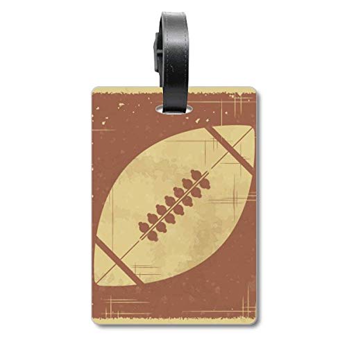 Étiquette valise football marron pour éviter la perte de sac en voyage