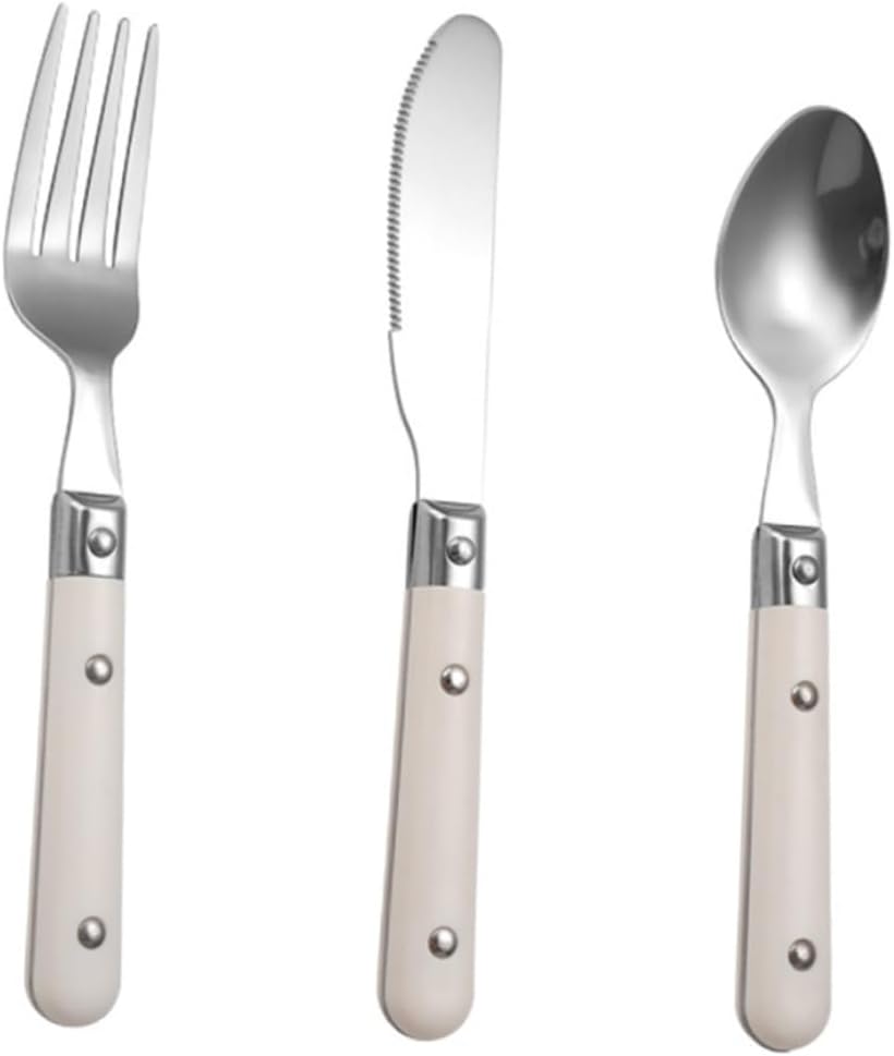 Stainless Steel Tableware Set with Ivory Handles Ergonomic Lightweight Cutlery Kit for Easy Grip Flatware Set and Safe for Everyday Use