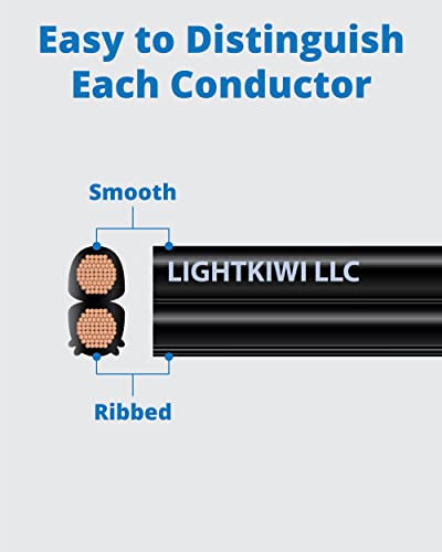 Lightkiwi 12/2 Low Voltage Landscape Wire - 50 Feet - Weatherproof Outdoor Underground Direct Burial Stranded Cable For Spotlight, Pathway Lighting And More - Etl Listed #TOP4