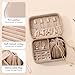 BIQI MUSSE Travel Jewelry Box, Medium Size Jewelry Organizer Box, Removable Jewelry Pouch, Large Capacity, Earrings Necklaces Bracelets Rings Storage, Light Taupe