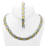 NEW 11mm Width Womens Two Tone (Gold & Silver) XOXO Stampato Necklace and Bracelet Set 18/20' LENGTH...