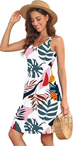 Image of Akihoo Women Summer Casual Sleeveless Midi Plain Pleated Tank Vest Dresses