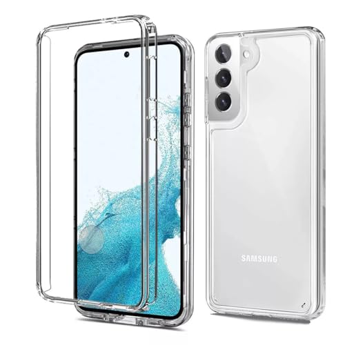 Image of GAPlus Samsung Galaxy S22 Front and Back Case [Built in Screen Protector] Transparent Clear Fully Protection PC Hard Soft Slim Thin Cover Bumper Shockproof For (Samsung Galaxy S22)