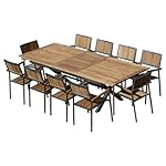 Gartengarnitur Nassau/Kuba Teak Edelstahl mit 10 Sesseln