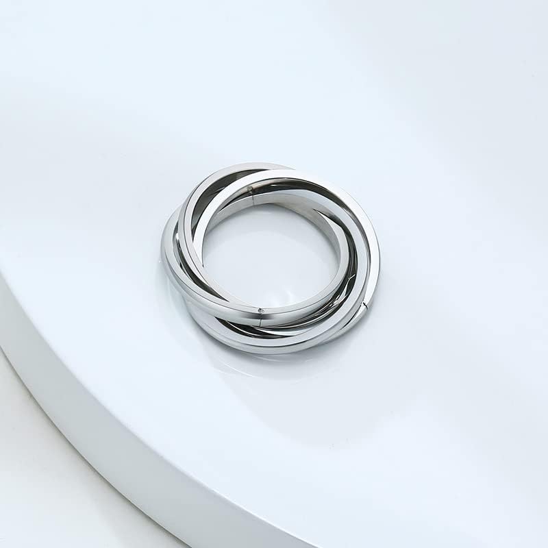 JAJAFOOK Women's Stainless Steel Gold-tone Silver-tone Rose-tone Triple Band Interlocked Rolling Ring - Image 4