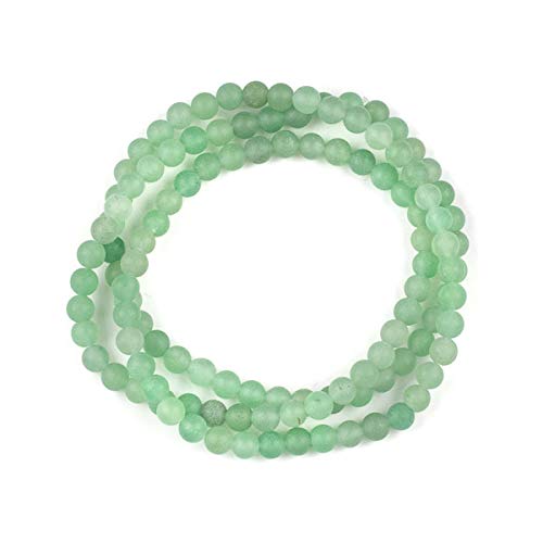 Cherry Blossom Beads Matte Green Aventurine 6mm Round Beads for Making Traditional 108 Bead Mala - 29 inch Necklace