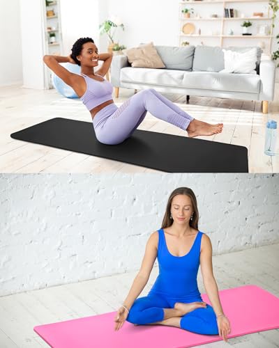 Image of Woanger Yoga Mats (72x24) 3 /8 Inch Thick Exercise Yoga Mat for Home Workout with Strap Non Slip Pilates Gym Supplies for Women Men