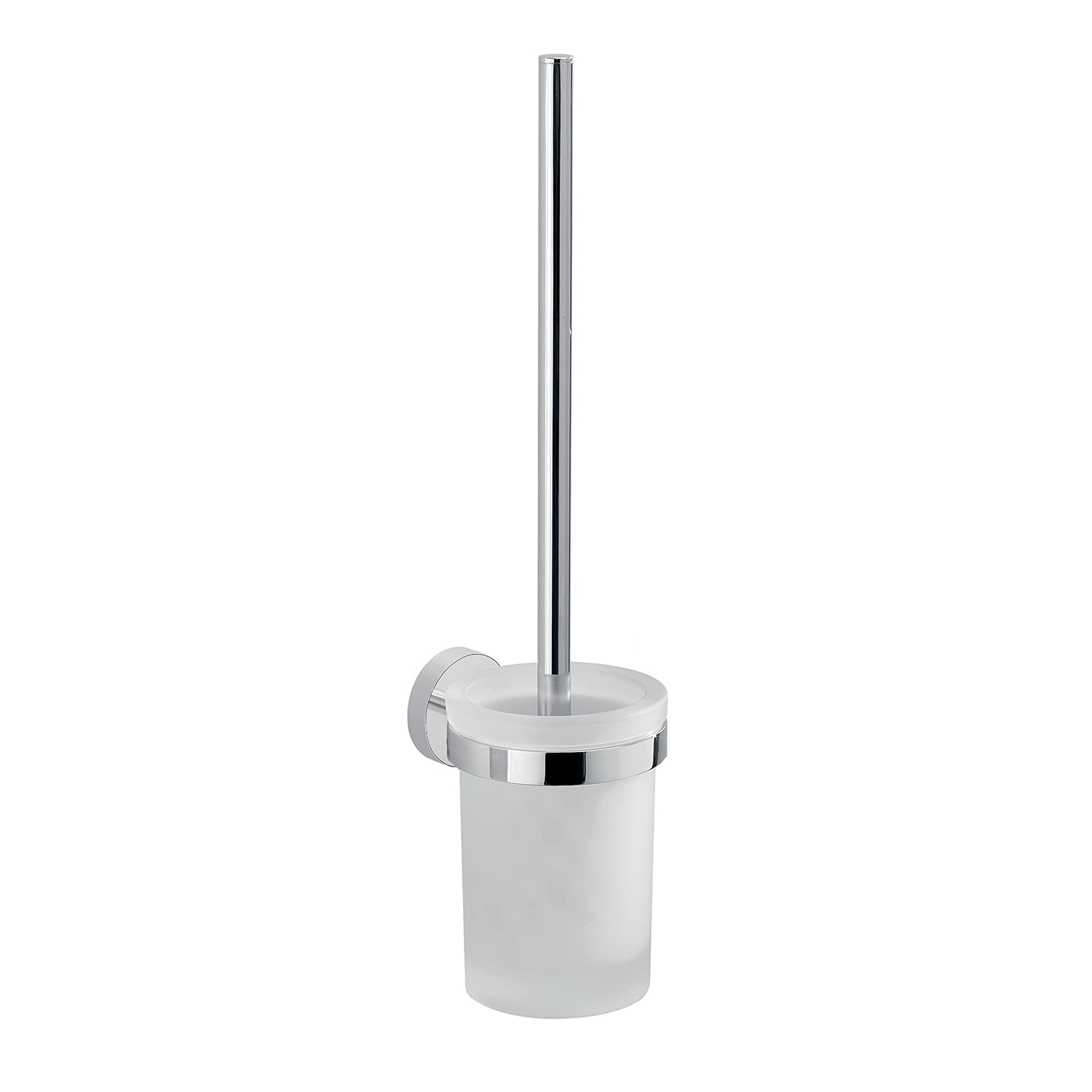 Brosse WC murale Gedy Osaka en acier inoxydable et verre satiné