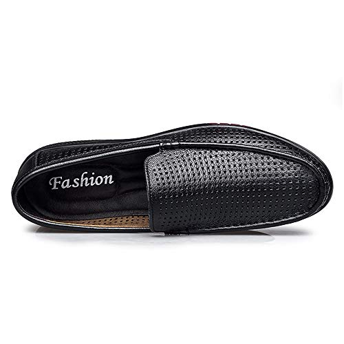 Oxford Shoes for Men Formal Shoes Slip On Style Mesh Fabric Material Round Toe Low Top with Breathable Hollow Vamp(10) Black3