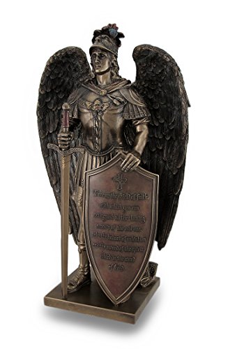 Estatua Ángel Guerrero con Escudo de Fe 13.25 in