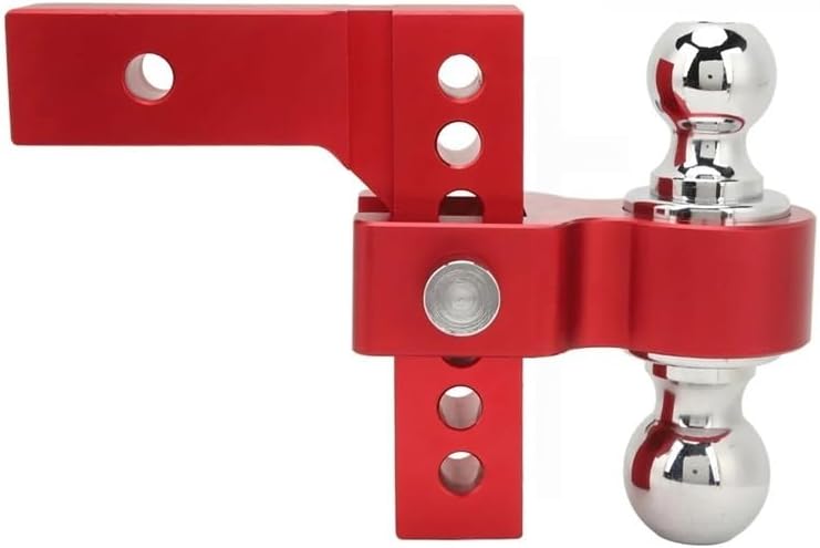 OUTMX Adjustable Trailer Hitch 6in Drop Rise 12500LBS Capacity Stainless Steel for 2in Heavy Truck GTW Traction Hook Receiver(Red)