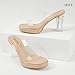 IDIFU Nude Platform Heels for Women Chunky Block High Heel Two Clear Strap Square Open Toe Heels Comfortable Dress Shoes Wedding Bridal Prom Daily Fashion Slip On Heeled Sandals(Nude Clear, 9)