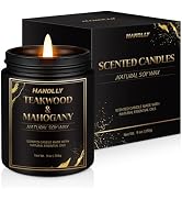 Teakwood &amp; Mahogany Candle, 9 oz Scented Candles Candles for Home | Long Lasting Aromatherapy Can...