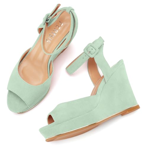 Image of Women's Dressy Platform Wedge Sandals Gold Wedges Peep Toe Patent High Heels Slingback Heeled Comfortable Ankle Strap Shoes