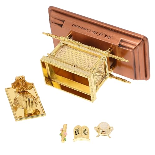 Happyyami Decoración Espiritual del Hogar Estatuas Bíblicas y Juego de Cuatro Piezas de Réplica del Arca Alianza para Ambientes Religiosos