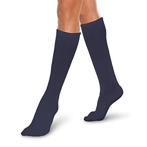 Core-Spun Mild 15-20mmHg Support Short Knee High Socks (Navy, X-Large Short)