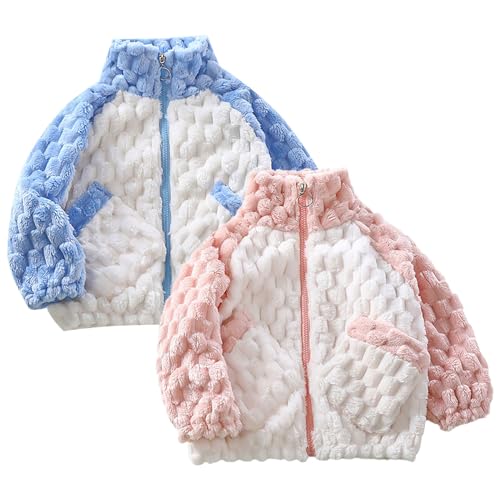 Boys Girls Fleece Full-Zip Jacket Sweatshirt Toddler Fuzzy Jacket Kids Winter Warm Plush Coat Fleece Jacket Toddler Girl