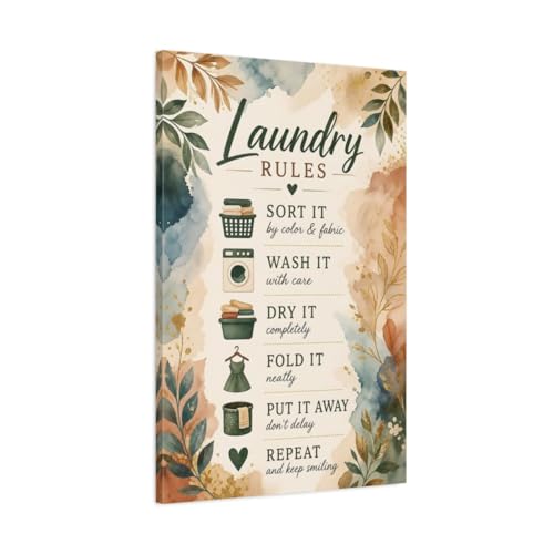 Toile impression Laundry Rules style aquarelle sur châssis premium de 3 cm