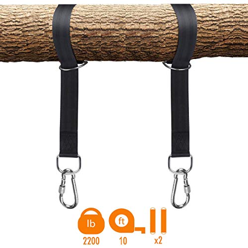 LUZHIAMA 2pcs Tree Swing Straps Hanging Kit，Swing Strap for Tree Limbs，Two 10ft Straps, Holds 2000 lbs，Fast & Easy Way to Hang Any Swing - Outdoor Swing Hangers- Infant Outdoor Swings