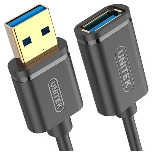 UNITEK Kabel USB 3.0 A hane till USB A-uttag/förlängningskabel/2 meter, svart/förlängning för skrivare, tangentbord, kortläsare etc./Y-C459GBK