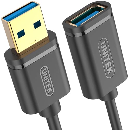 UNITEK Kabel USB 3.0 A Stecker auf USB A Buchse/Verlängerungskabel / 2 Meter, Schwarz/Verlängerung für Drucker, Tastatur, Kartenleser etc. / Y-C459GBK