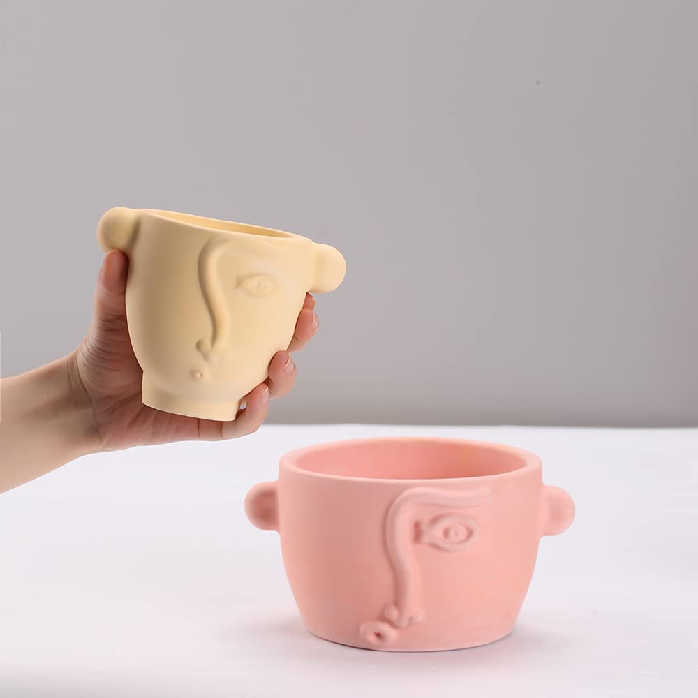 Moule Silicone Pot De Fleurs Succulentes BOOWAN NICOLE - Avec Plateau, Idéal Pour Ciment Et Bougies