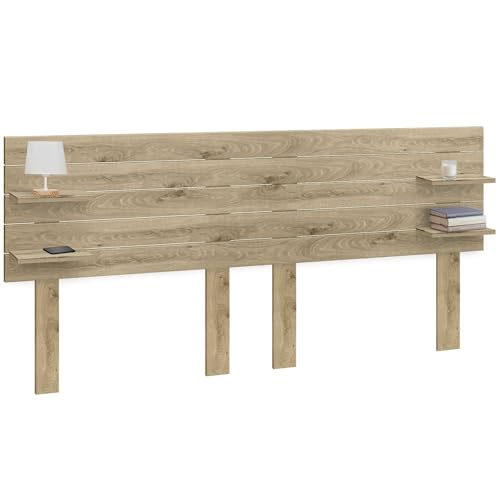 DHOME Cabecero con Estantes de Madera reciclada