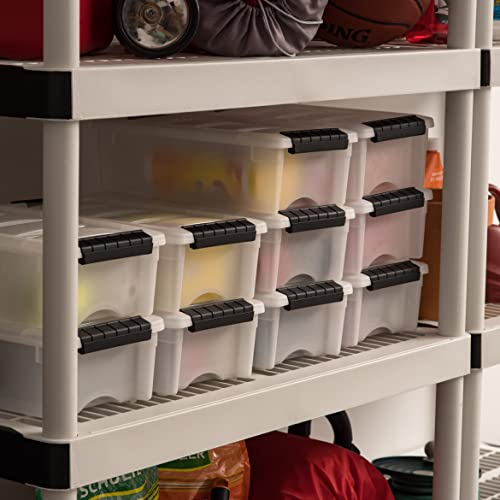 IRIS USA 6 Qt Stackable Plastic Storage Bins with Lids, 10 Pack - BPA-Free, Made in USA - Discreet Organizing Solution, Latches, Durable Nestable Containers, Secure Pull Handle - Pearl by IRIS USA - Image 8