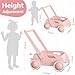 Wooden Baby Walker, Push and Pull Learning Walk Toys for Infants to Toddler, Walker with Wheels for Boys Girls, Gift for Birthday Christmas, Pink