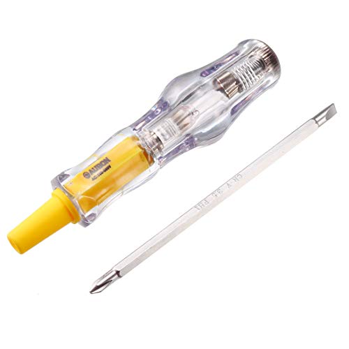 Image of uxcell Voltage Tester AC 100-500V with 3.5mm Slotted Phillips Screwdriver for Circuit Test, Clear and Yellow, Pack of 3