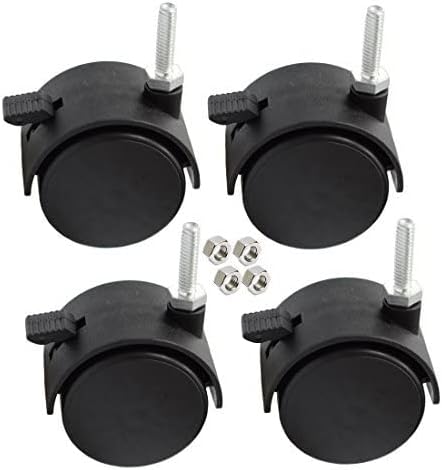 DICASAL 2" Shelving Caster, Swivel Stem Caster Wheel With 1/4" - 20 x 1" Thread Stem for Small Shelf and Furniture Pack of 4(With Brakes)
