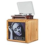 DGWJSU Solid Wood Vinyl Record Storage Box Holds Up To 120 Records, Record Storage Display Window (7″/10″/12″), For Music Corners, Display Collections, Vinyl Storage, Home Theaters, Living Rooms