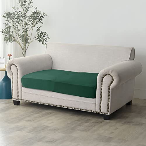 Housse de coussin de canapé velours extensible vert foncé d'une douceur exceptionnelle - 8