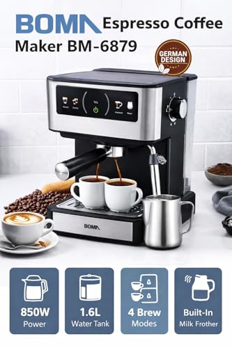 Image of Coffee Maker Machine for Home, 20 BAR Espresso Coffee Machine, Touch Controls, Milk Frothing & Temperature Control, 850W, 2-Year Warranty, For Cappuccino, Latte & Americano (BARISTAMAX200)