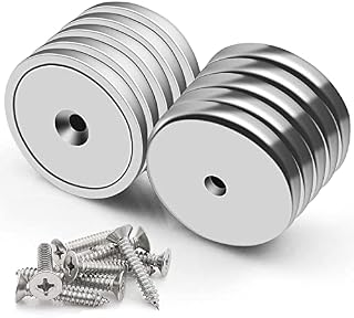FINDMAG 10 Pack Magnets, 32 x 5 mm 90 LB Pull Force Strong Magnet, Neodymium Magnets, Magnets Strong, Round Countersunk Hole Rare Earth Magnets for Whiteboards, Refrigerator, Kitchen, Workplace, Wall