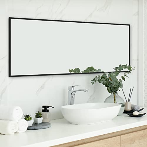 Image of NeuType Full Length Hanging Floor Mirror with Standing Holder Bedroom Locker Room (Black)
