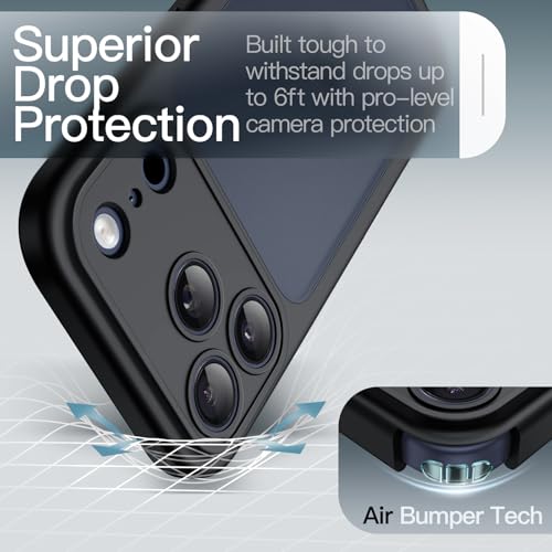 Image of JETech Matte Case for iPhone 17 Pro 6.3-Inch, Shockproof Military Grade Drop Protection, Full Camera Lens Protection, Frosted Translucent Back Minimalist Phone Cover (Black)