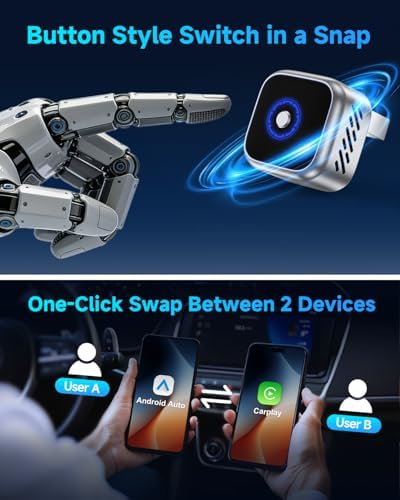 Mini Android CarPlay Wireless Adapter, 3s Auto Reconnect Wireless Carplay Adapter, Latest A9 Chip 5.8GHZ WiFi, 6.0 Bluetooth, USB-C/Type-C/Extension Cable, Compatible with iOS10+, Android 10+ - 3