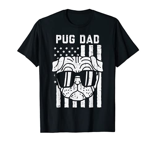 Hombre Pug Dad America Flag Cool Patriotic Dog Lover Owner Men Gift Camiseta