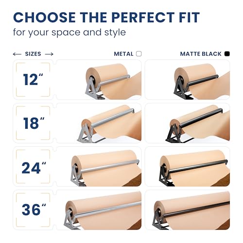 Paper Roll Dispenser and Cutter - Heavy Duty Kraft, Freezer, and Butcher Paper Dispenser - Non-Slip and Wall Mountable (18 Inches)(Up to 500ft Rolls)