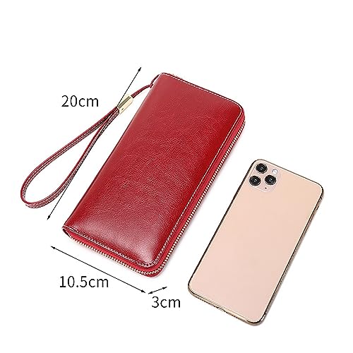 Womens Wallet RFID Blocking PU Leather Zip Around Wallet Large Capacity Long Purse Credit Card Clutch Wristlet(Pink)4