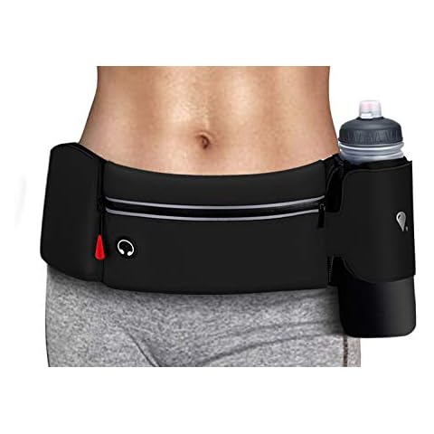 simptech Running Belt Bag with Foldable Water Bottle Holder(Bottles NOT Included), No Bounce Large Pocket Water Resistant Fanny Waist Pack, Hydration Running Phone Holder for Men and Women Cover