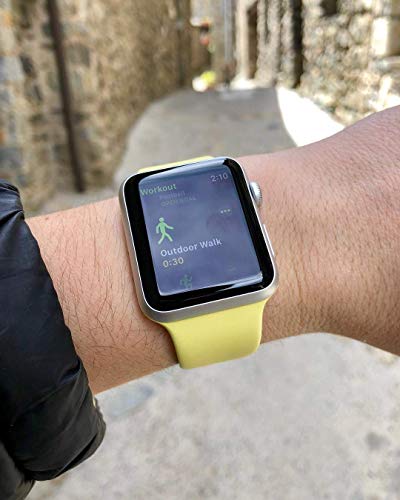 VATI Sport Band Compatible for Apple Watch Band 38mm 40mm, Soft Silicone Sport Strap Replacement Bands Compatible with 2019 Apple Watch Series 5, iWatch 4/3/2/1, 38MM 40MM M/L (Yellow)
