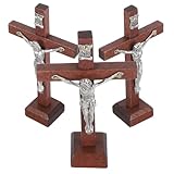 TOYANDONA 3stücke Holz Kruzifix Wandkreuz Religiöses Altarkreuz Dekoratives Kreuz für Kirche und Zuhause Stehendes Holzkreuz mit Ständer Tischdekoration mit Kreuzfigur