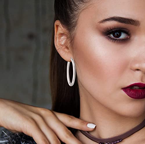 Savlano 925 Sterling silver 4MM Round Hoop Earrings for Women & Men Comes in 20MM-60MM with a Gift Box4