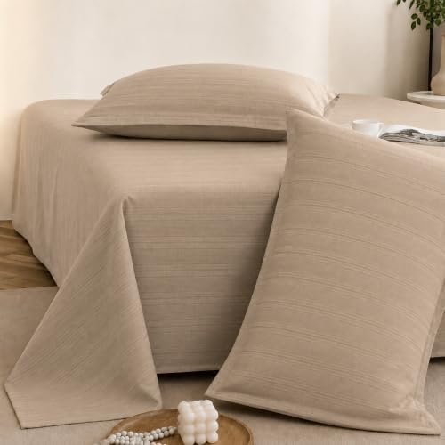 Image of Cortina Cloud Cotton King Size Bedsheet with 2 Pillow Covers | Super Soft, Breathable & Skin-Friendly Bedsheet for Double Bed King Size with Solid Design | (270x250 cm) (Brown, King)