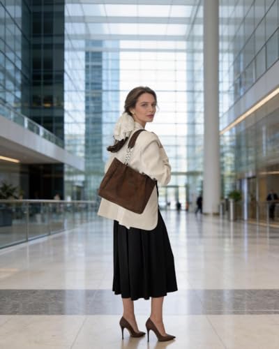 Image of Ulisty Women Suede Fabric Tote Bag Casual Shoulder Bag Daily Purse Fashion Shopper Handbag