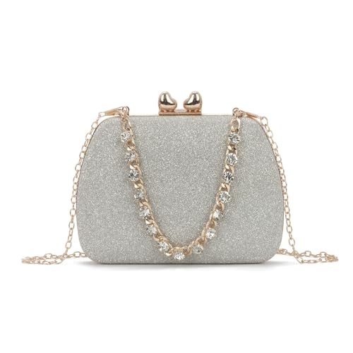 Syrads Mujer Bolso De Embrague De Noche Boda Fiesta De Embrague De Fiesta De Fiesta Bolsos De Mano De Fiesta De Fiesta De Fiesta Bolsos De Mano,Plateado