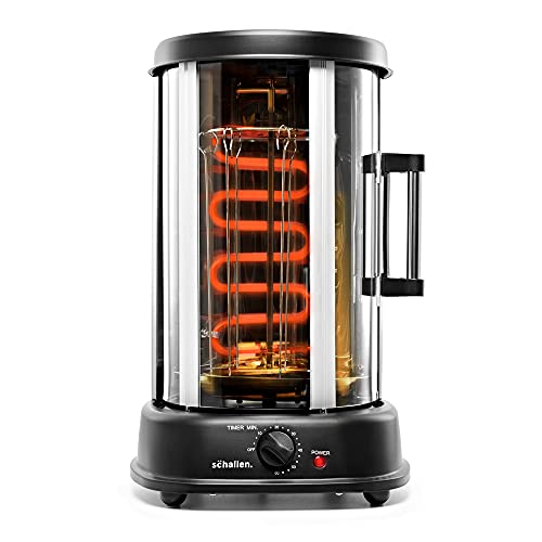 Schallen Electric 1500W 360° Rotating 21L Rotisserie Grill for Kebabs, Skewers and Roasts
